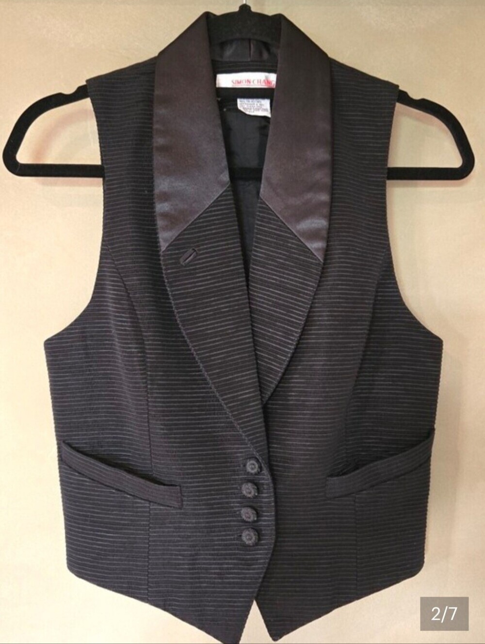 Vintage! Simon Chang | Matching Set, Tailored Vest & Pleated Midi Skirt, Size 8 - Picture 10 of 15